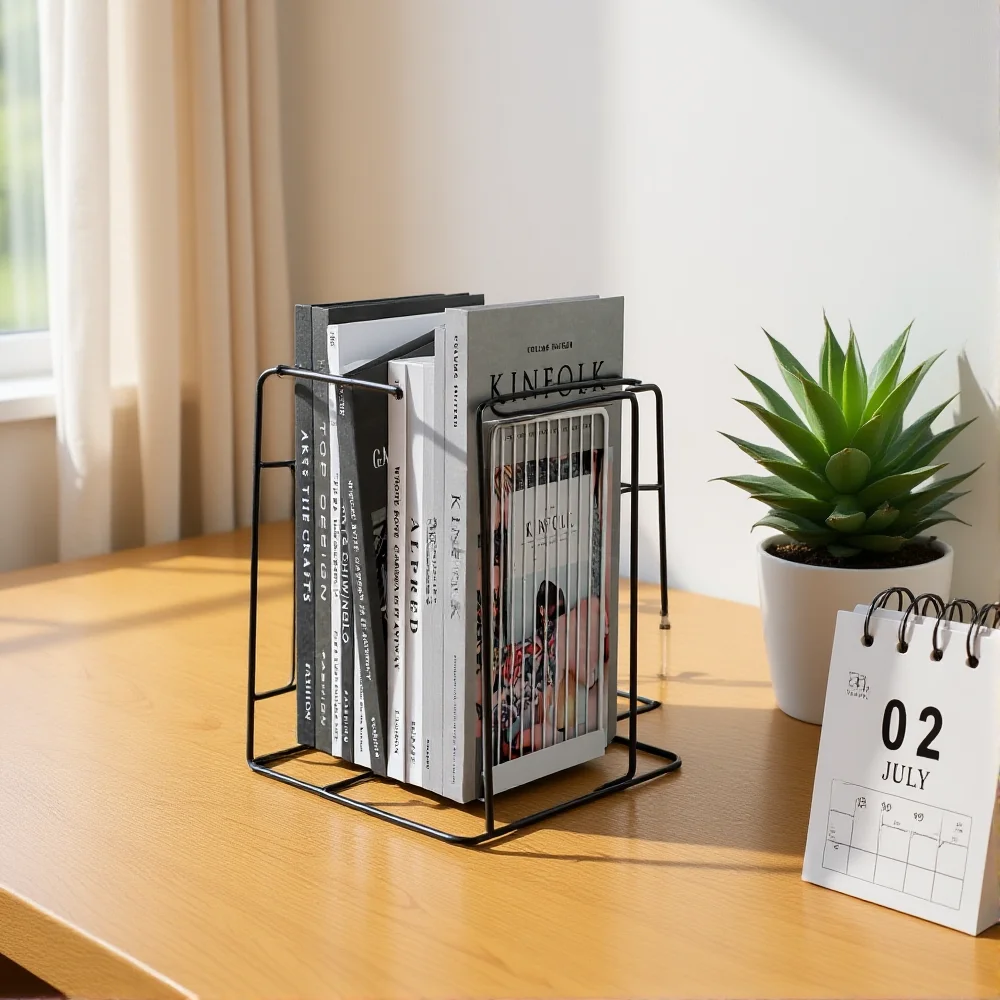 

Student Book Storage Metal File Bag For Books Four Grid Bookshelf Multi Color Desktop Bookshelf For Students And Professionals