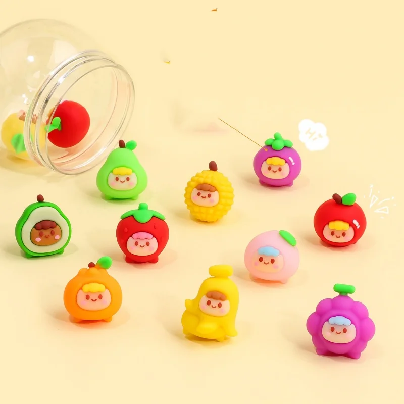 6 barrel/lot Creative Orange Apple Banana Fruit Eraser Cute Writing Drawing Rubber Pencil Erasers Stationery Kids Gifts
