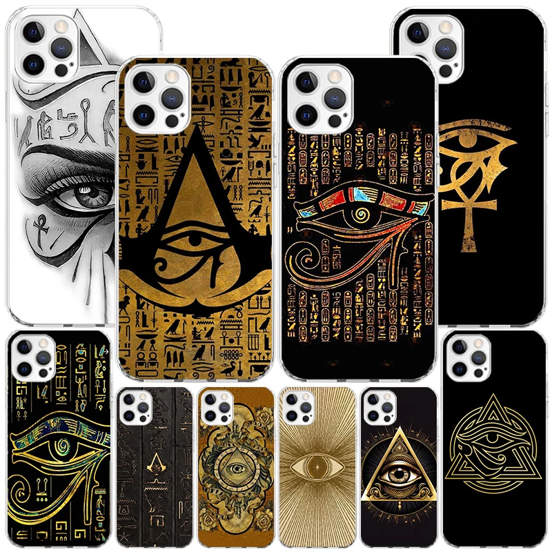 Sacred Eye of Horus Egypt Fresco Phone Case For iPhone 16 Pro Max 15 + 14 Plus 11 12 13 Mini Xs X XR 7 8 SE Personalized Gift Pr