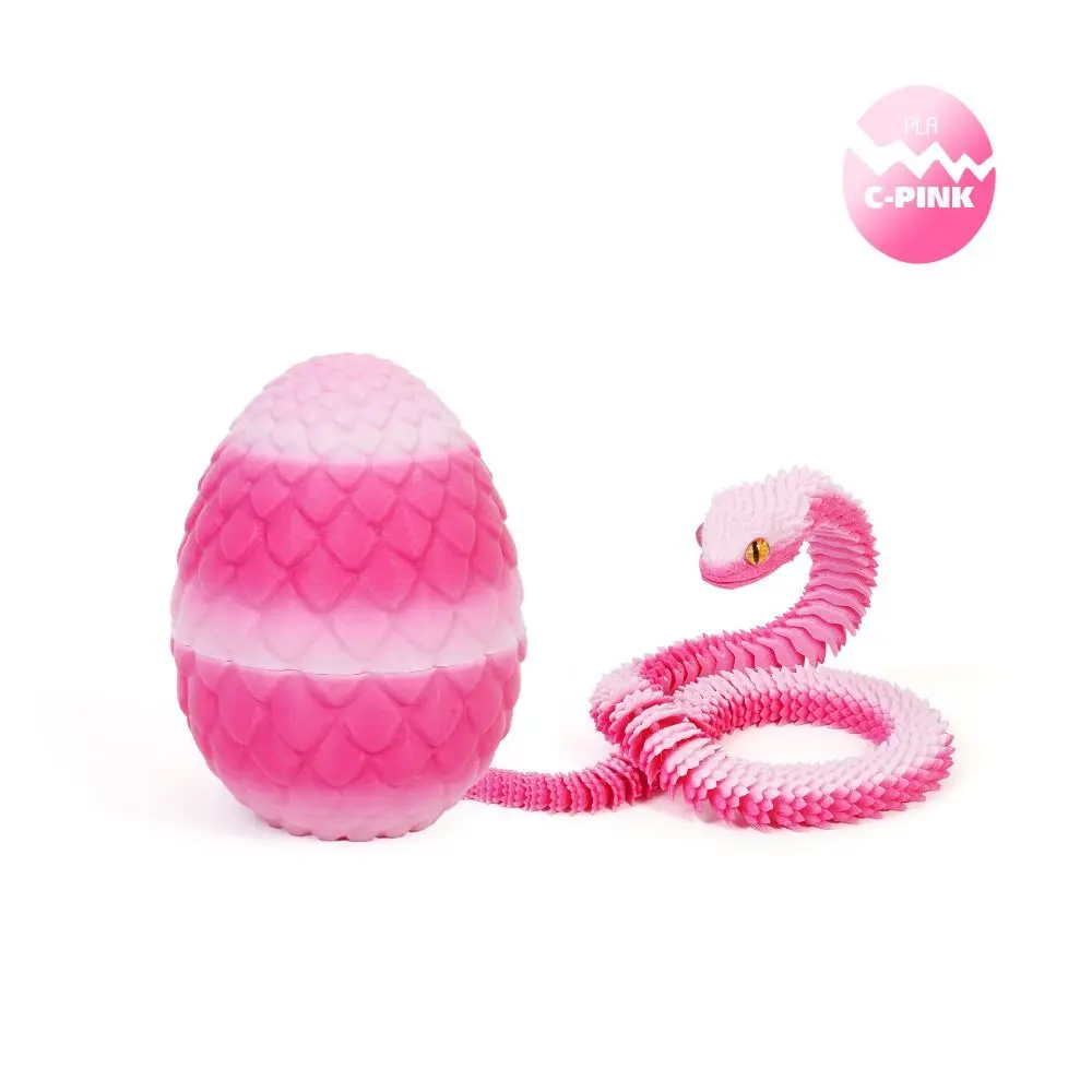 3D Printed Snake Toys Snake Egg Candy Color 3D Printed Snake Egg Flower Rotatable Animal Simulation Model Joint Action Figure