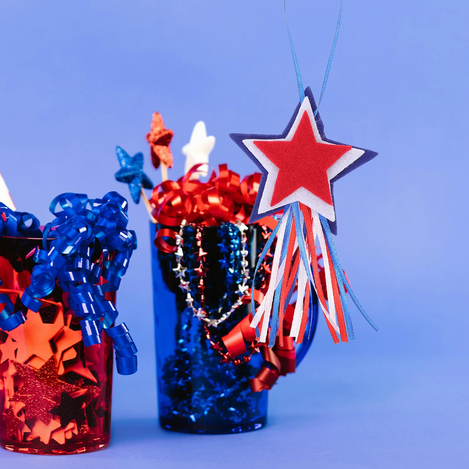 

12Pcs Independence Day Non-Woven Fabric Pendants Star Shaped Festival Decors Reusable Home Decor Festival Scene Pendant