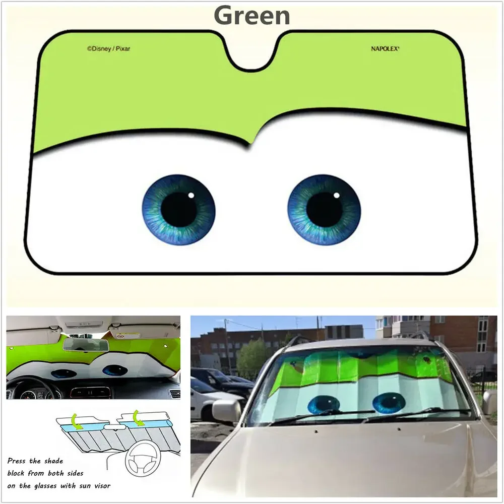 

Cartoon Big Eye Car Front Window Windscreen Cover Sun Shade Auto Sun Visor-Green