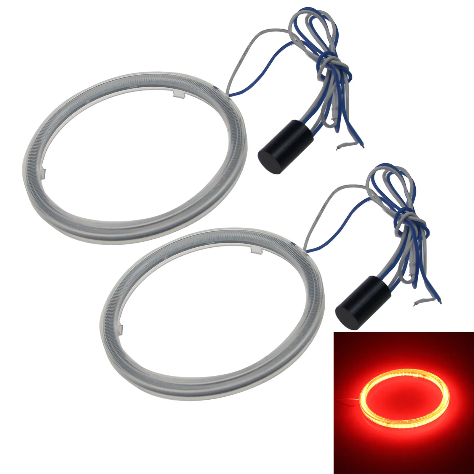 2x Red Auto Angel Eye Halo Rings Light Driving Blub 110MM 1 Emitters COB LED Z20770