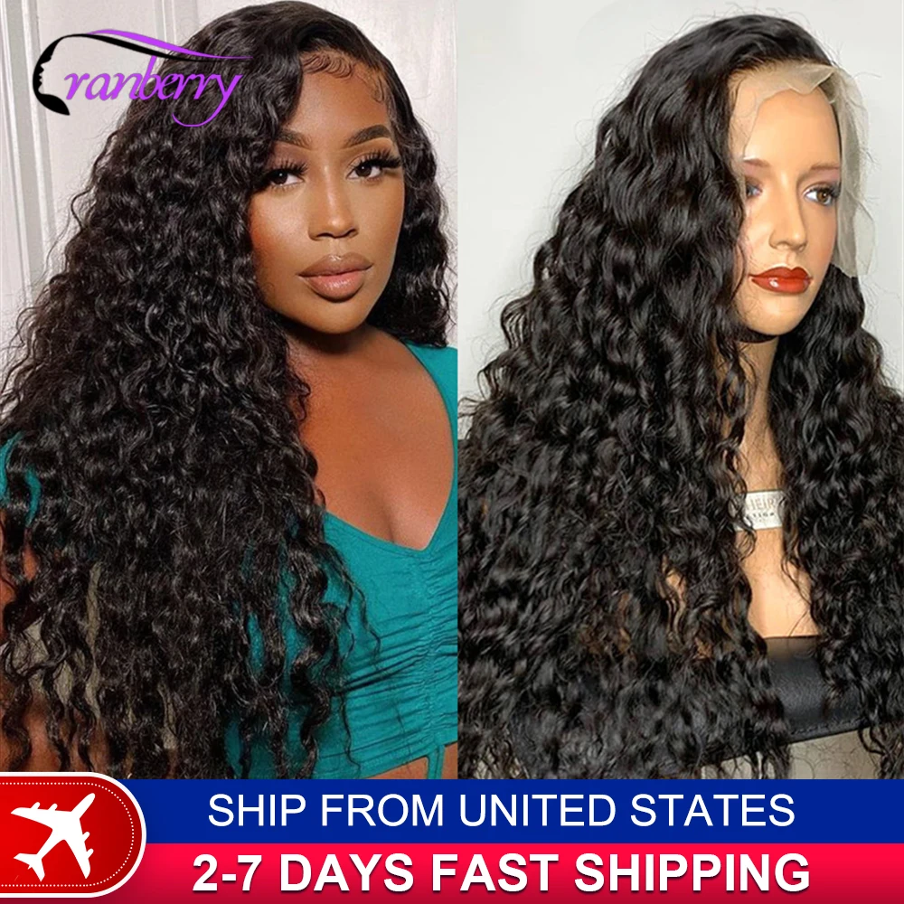 Human Hair Lace Wigs HD Transparent Deep Wave 4x4 Lace Closure Wig 180% Density Cranberry Hair 13x4 Lace Frontal Wig