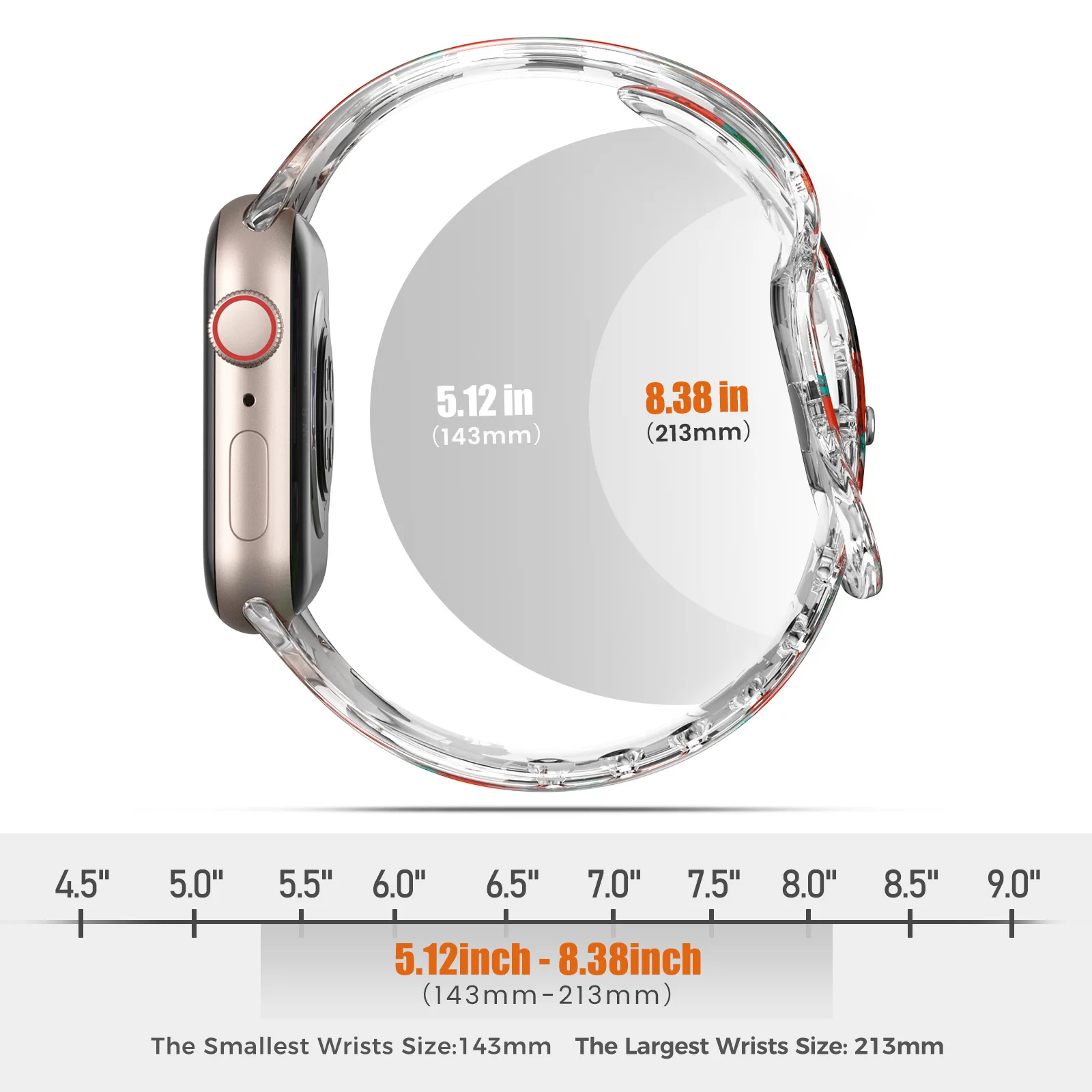 Bracelet transparent pour Apple iWatch Series 8 7 SE 6, bracelet en silicone pour Watch Correa, 45mm, 41mm, 42mm, 44mm, 38mm, 40mm