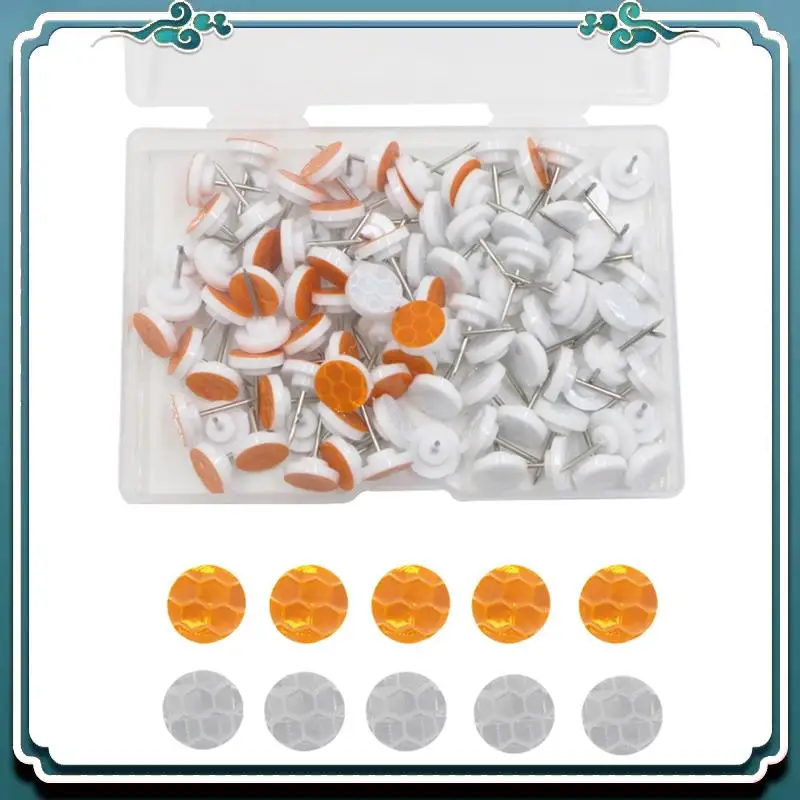 100Pcs Reflective Tacks For Trail Marking, Reflective Trail Tacks Thumb Tacks Tree Markers For Camping Hiking Survival Eco-Frien