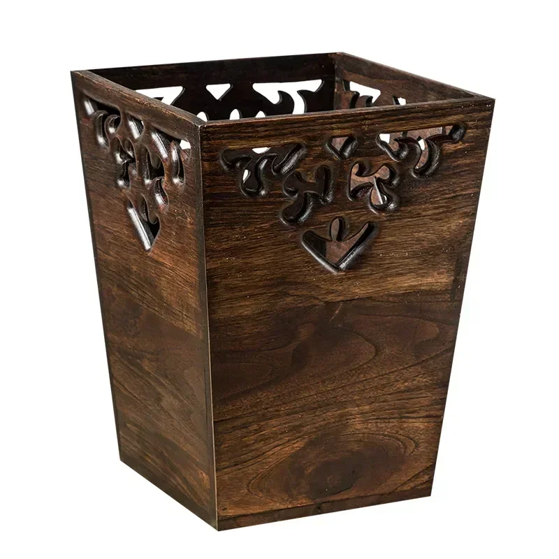 

Китайский креативный мусорный бак для ванной комнаты, большая винтажная деревянная корзина для бумаги, гостиная, кухня, чайная комната, бытовой мусор из цельного дерева