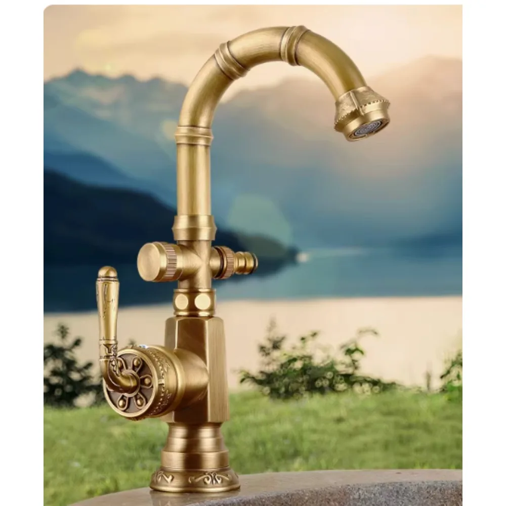 

antifreeze courtyard bathroom set, all-copper faucet, stone wash basin, retro outdoor laundry pool