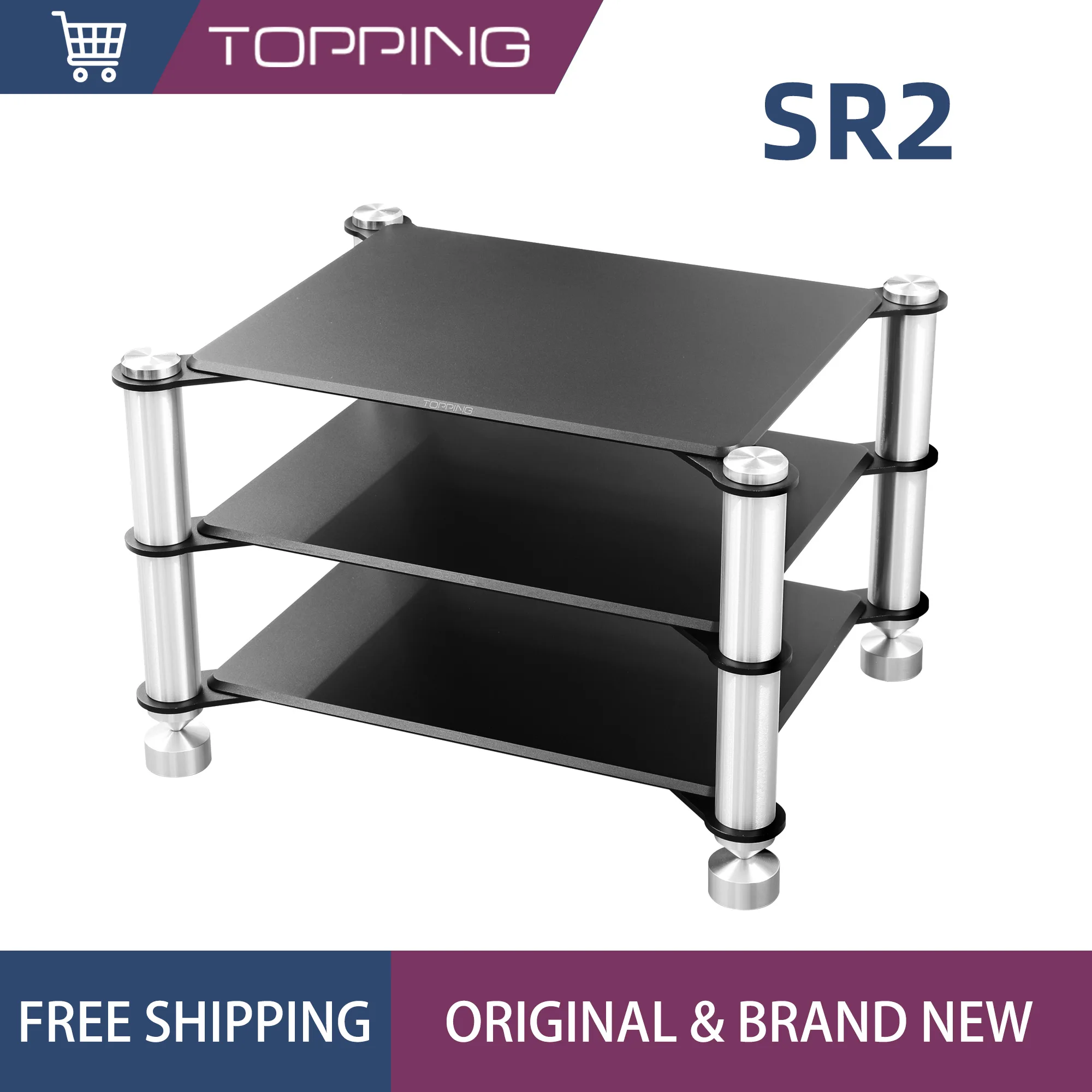 Rack de alumínio TOPPING SR2 compatível com séries D90, LA90D, A90D, Pre90, EXT90, U90, LA90, DM7, DX7 Pro, DX7 Pro+, DX5, D30 Pro