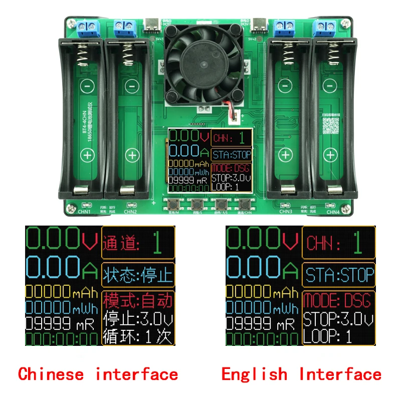 18650 Type-C LCD 4/1 Channel Display Battery Capacity Tester MAh Lithium Digital Battery Detection Module For Battery Testing