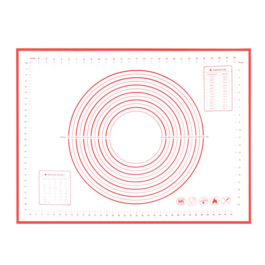 

Food Grade Silicone Baking Mat Red Non-Slip Thickened Pastry Pad Scale Kitchen Baking Mat Cooking Kneading Surface