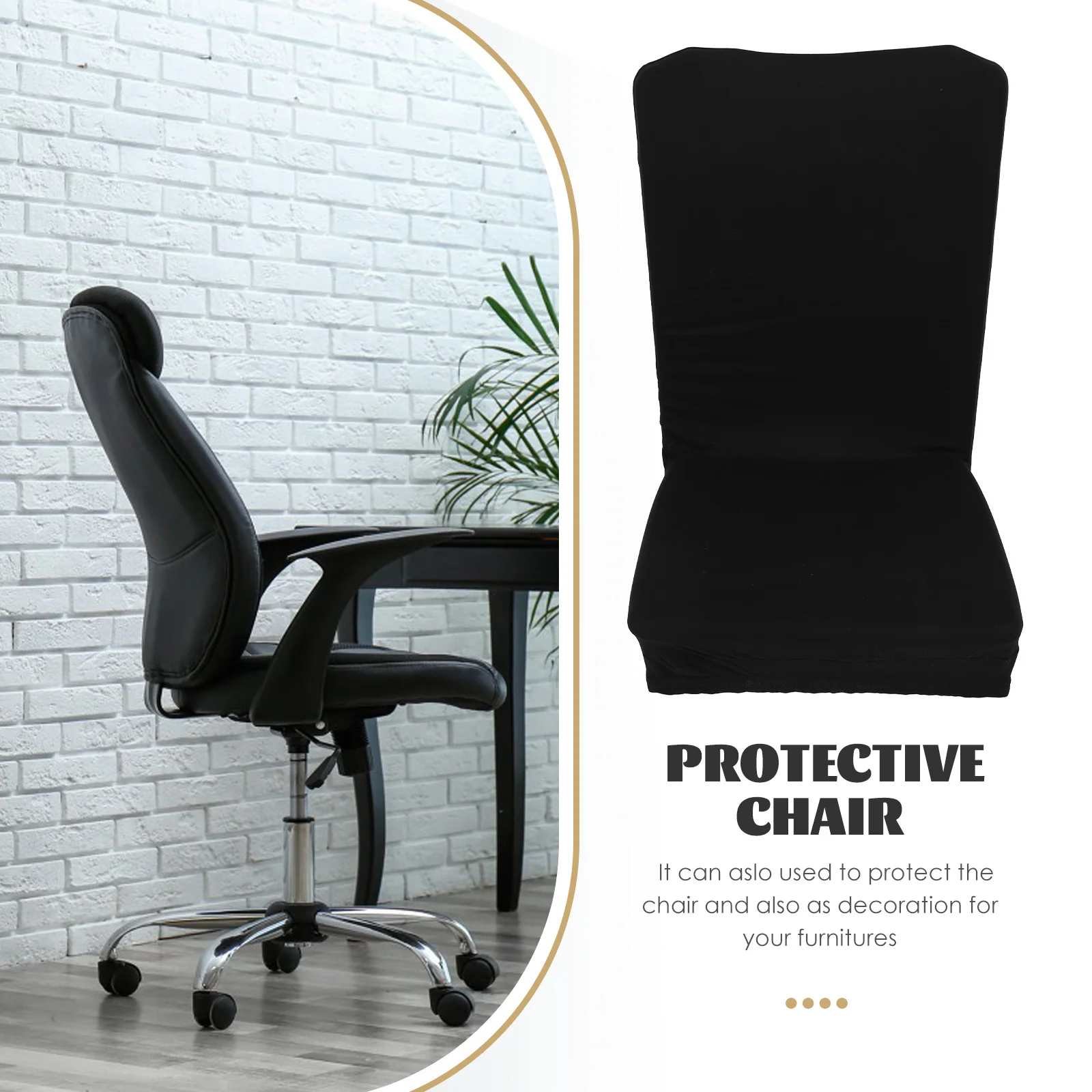 

Small Size Black Rotating Armchair Slipcover Stretchable Office Chair Cover for Back and Seat Protection Soft Comfortable