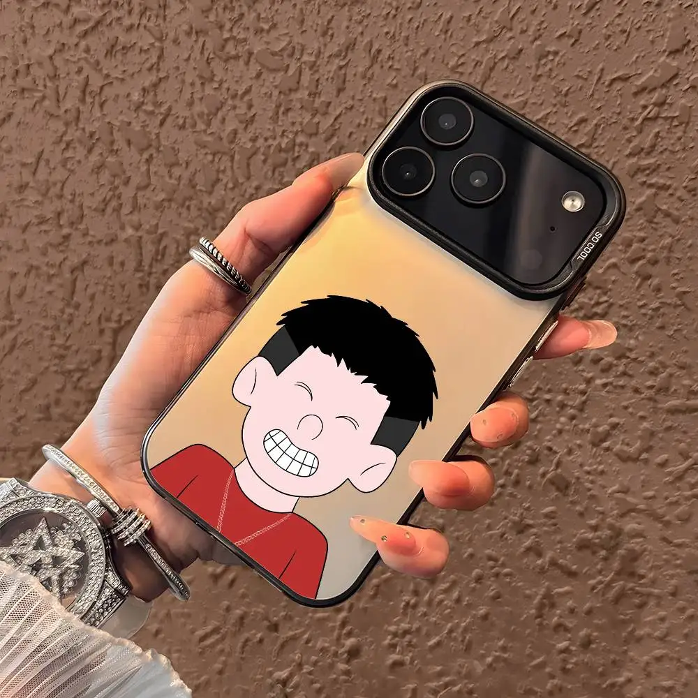 Cartoon Character Phone Case For iPhone 17 16 15 14 13 12 11 Pro Max Black Purple Matte Laser Metallic Aurora Funda