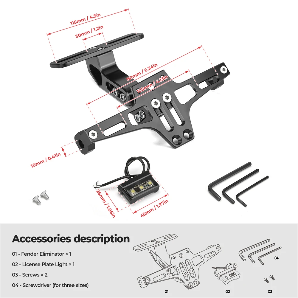 Motorrad Kennzeichenhalter Fender Eliminator Universal Motorrad Tail Tidy Motorrad Nummer Kennzeichenhalter Halterung – Detail 9
