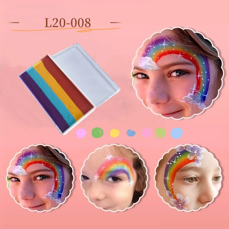 20 g Regenbogen-Split-Kuchen auf Wasserbasis, Gesichtskörperkunst, Neon-UV-Metallic-Gesichtsbemalung für Halloween, Weihnachten, DIY-Make-up für Kinder – Detail 4