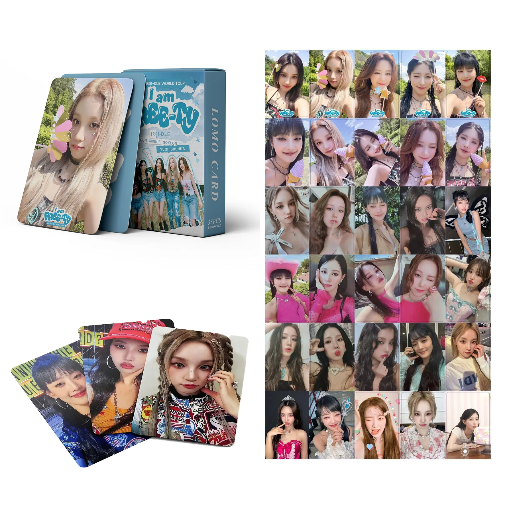 

KPOP (G)I-DLE I am FREE-TY Concert PhotoCards Queencard Album Y2K Style LOMO Cards YuQi ShuHua MiYeon SoYeon gidle Fans Gift