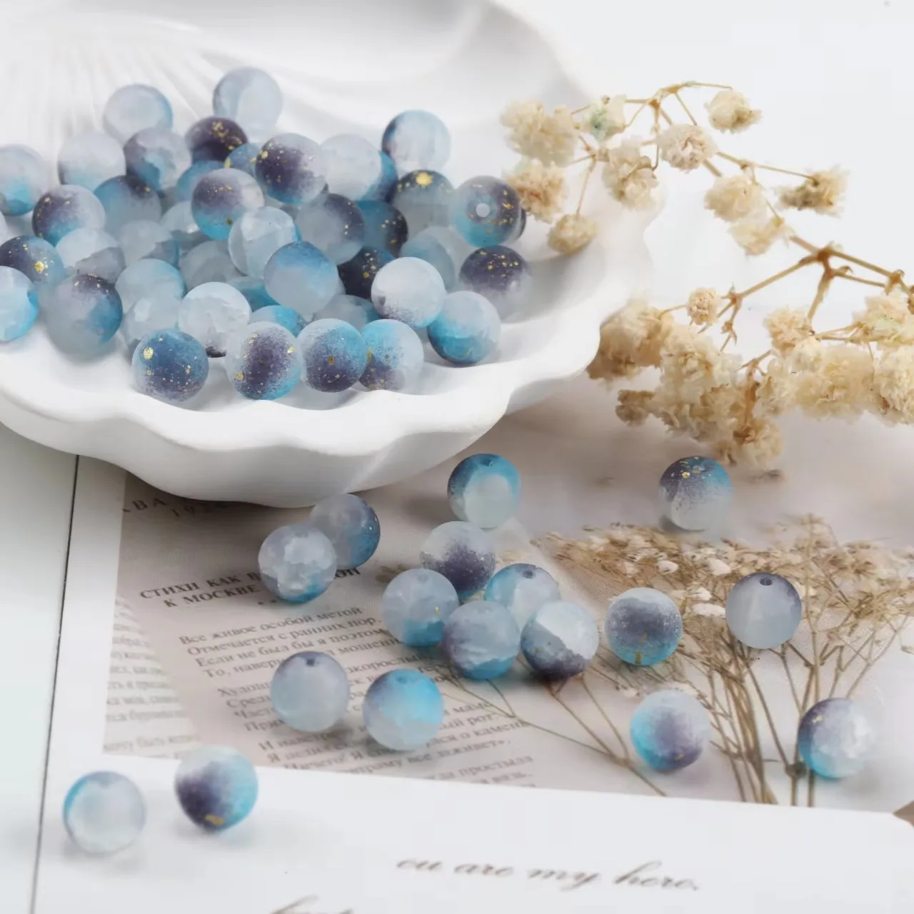 8 مللي متر 15 قطعة جولة متجمد رش خرز ذهبي الزجاج الملون الخرز فضفاض خرزة مباعدة لصنع المجوهرات قلادة سوار DIY بها بنفسك #6