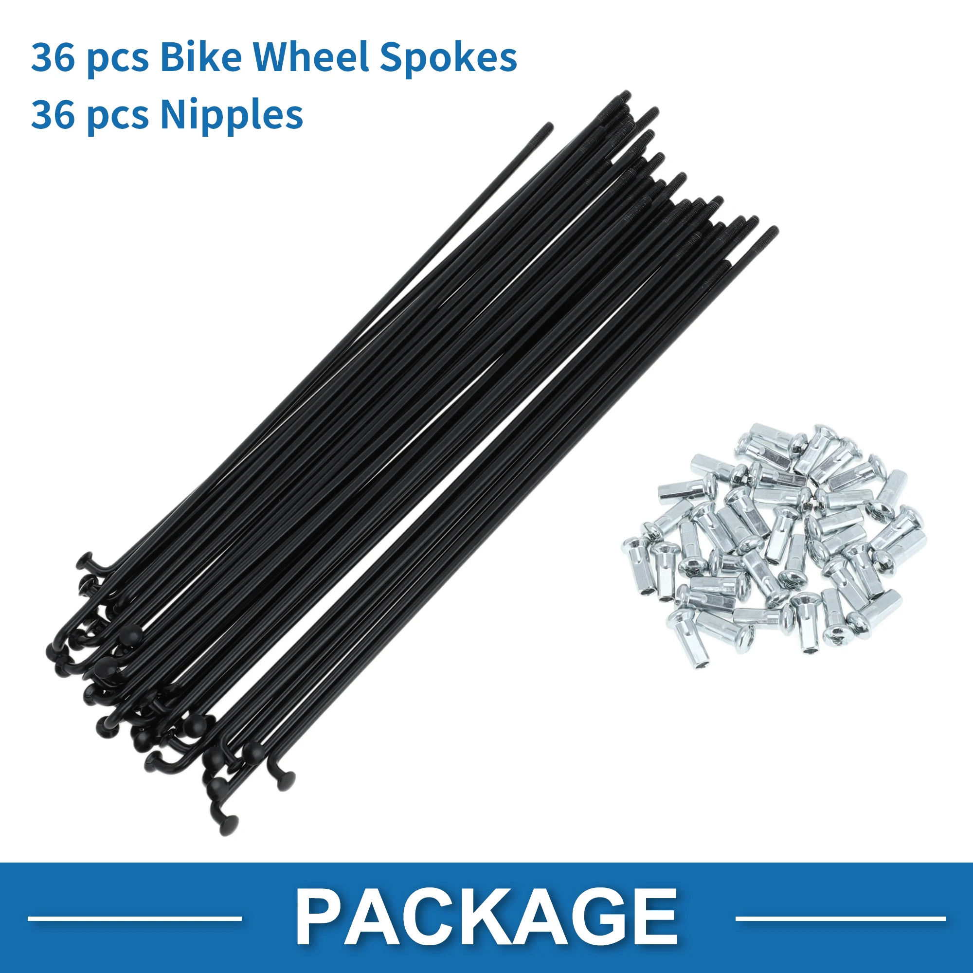 X Autohaux Fahrradspeichen 12G 125/134/136/155/160/170/175/183/185 mm Länge Fahrrad-Radspeichen Ersatzteile Kohlenstoffstahl Schwarz