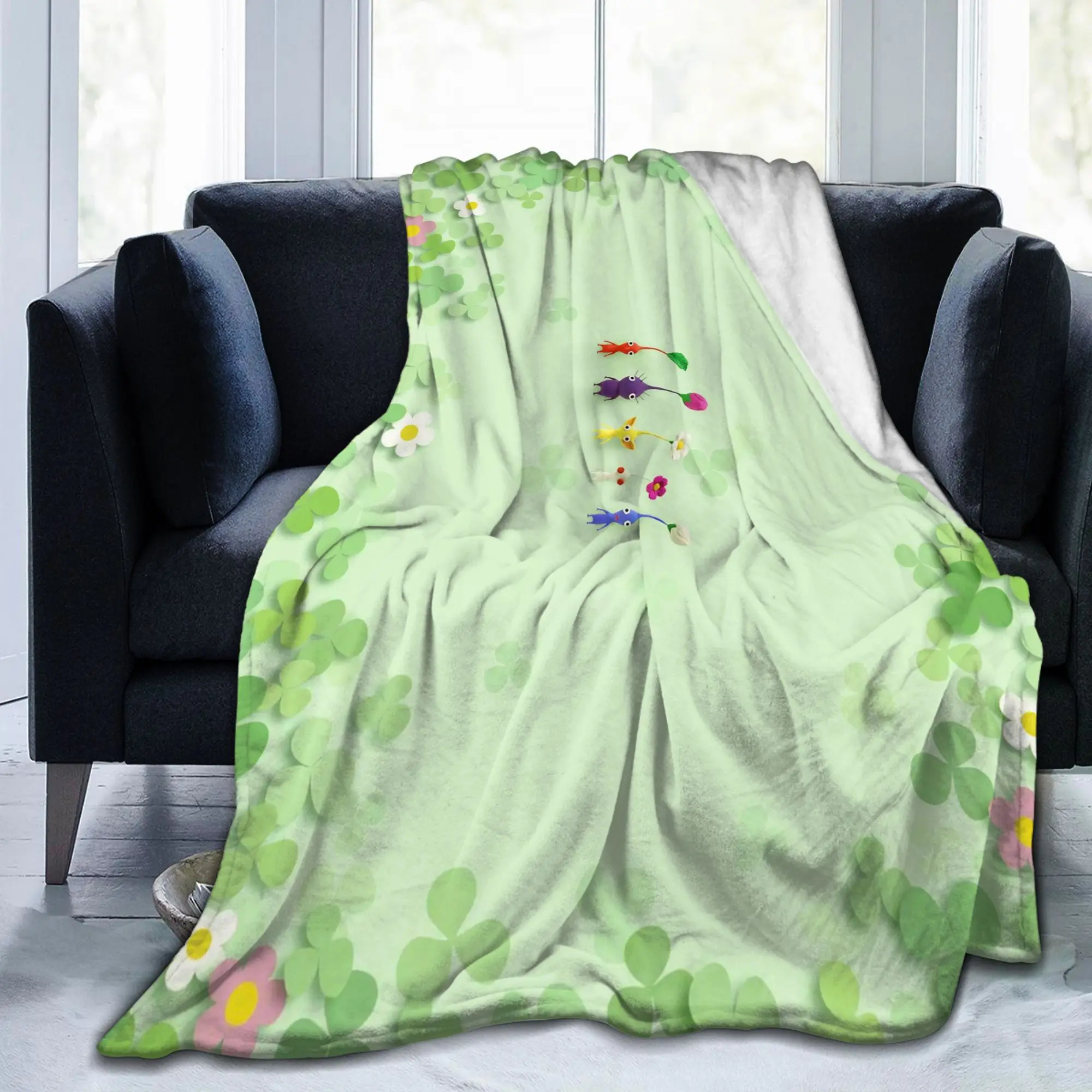 Pikmins Family Cute Fun Blanket Game Anime Fuzzy Bedding Throw Blanket Couch Lightweight Gift Breathable
