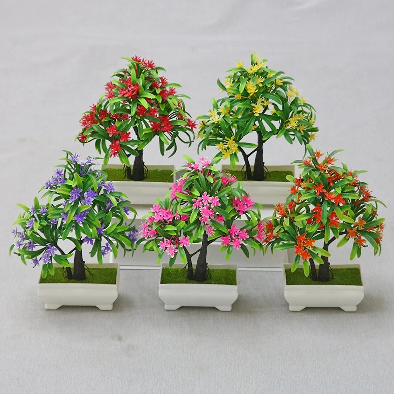 Simulated Potted Plants Artificial Bonsai Indoor Green Plants Desktop Small Potted Plants Artificial Flower Decor Home Ornament