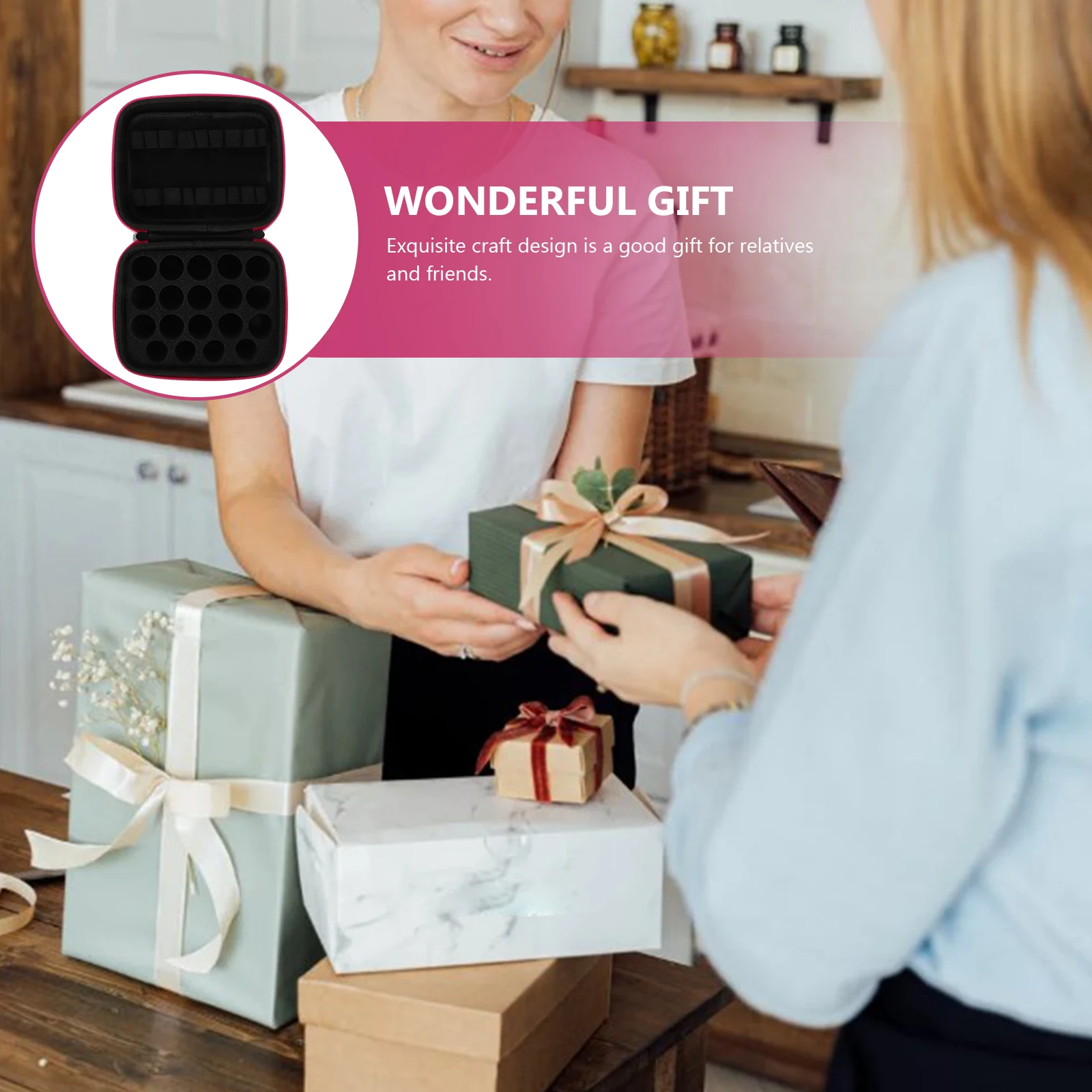 

Essential Storage Box Rosy Multi Grid Organizer For Toiletries Travel Study Bedroom Use Essential Oil Case Eva Fabric Durable