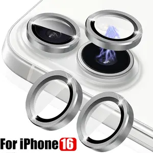 Bilashmart Camera Lens Protector Film iPhone 16 Pro Max 16Plus Titanium Metal Lens Films Ring+Tempered Glass Cover Lens Protective Film