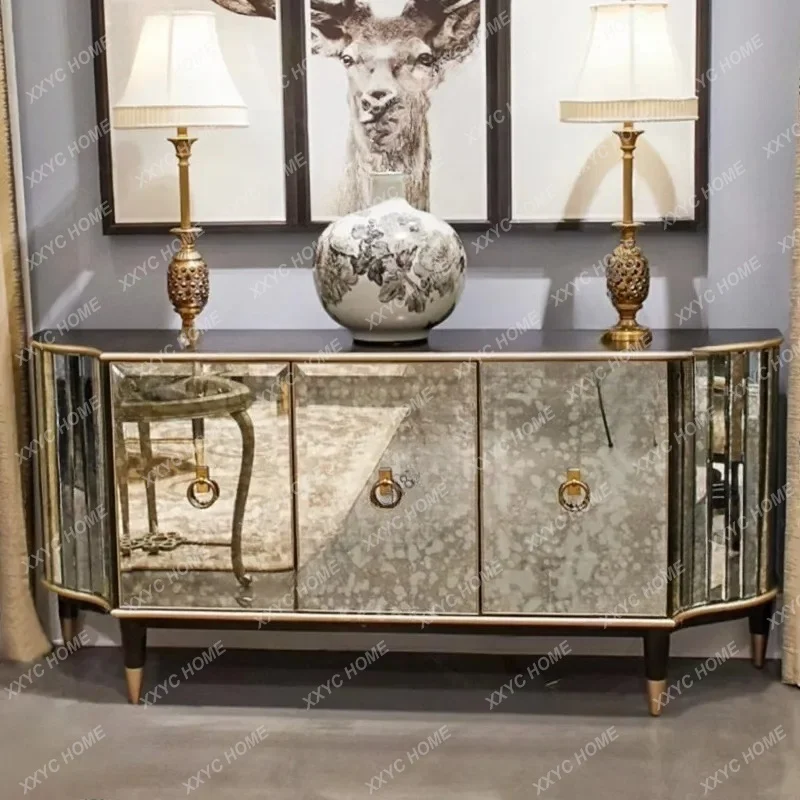 

L Light Luxury Post-modern Dining Side Cabinet Retro Storage Entrance Decorative Cabinet Model Room Mirror Furniture