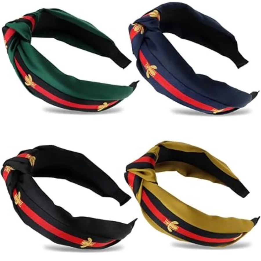 

4 Pieces Knotted Headbands Turban for Women Wide Boho Diademas Para Mujer Womens Hair Knot Gift