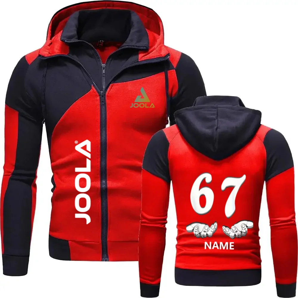

JOOLA Printed Zipper Hoodie Navy Blue and White Block Casual Sweatshirt Jacket Men's and Women's Spring Sportswear