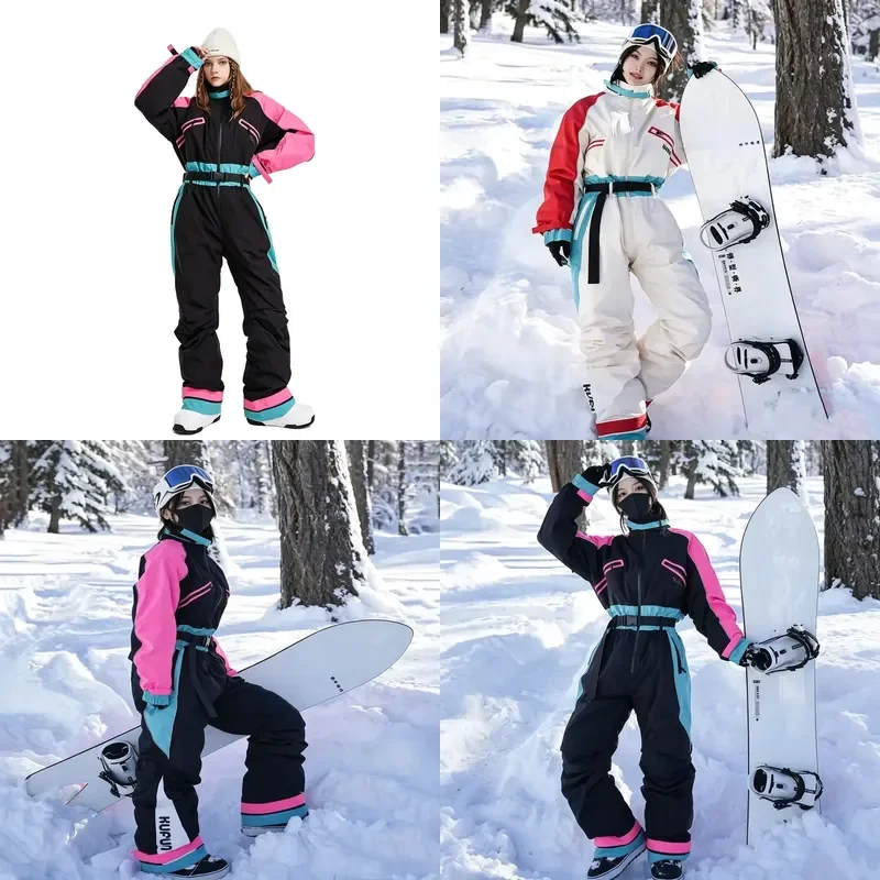 2026 New One-Piece Ski Suit Set Women Men Winter Waterproof Breathable Outdoors 100% Polyester Snowboard Alpine Skiing