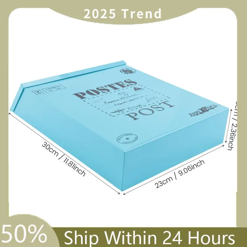 A75X Top 2X Почтовый ящик Винтажный настенный почтовый ящик для почтовых ящиков для улицы Антикварный металлический почтовый ящик Устойчивый к ржавчине держатель для почты Синий