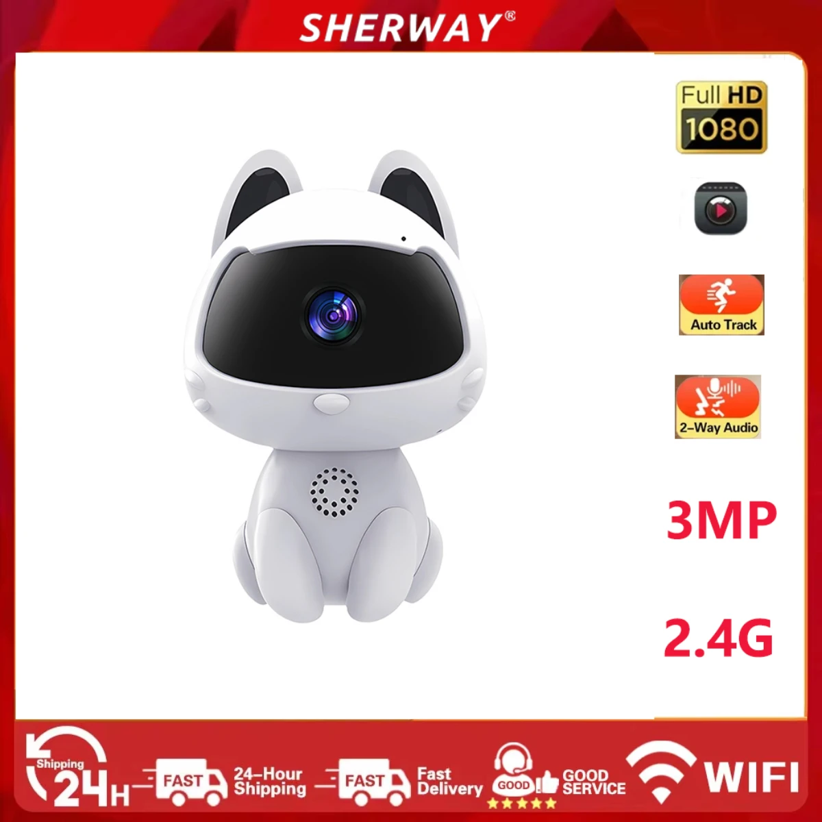 

3MP Intelligent night vision two-way audio voice intercom wifi remote night vision pet cat home indoor baby monitoring camera