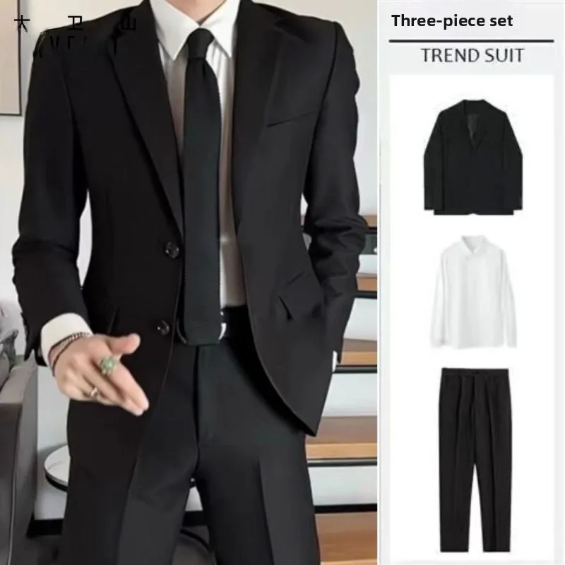 

Мужской повседневный костюмный комплект в корейском стиле: модная куртка с подплечниками, свободная верхняя одежда для весны и осени