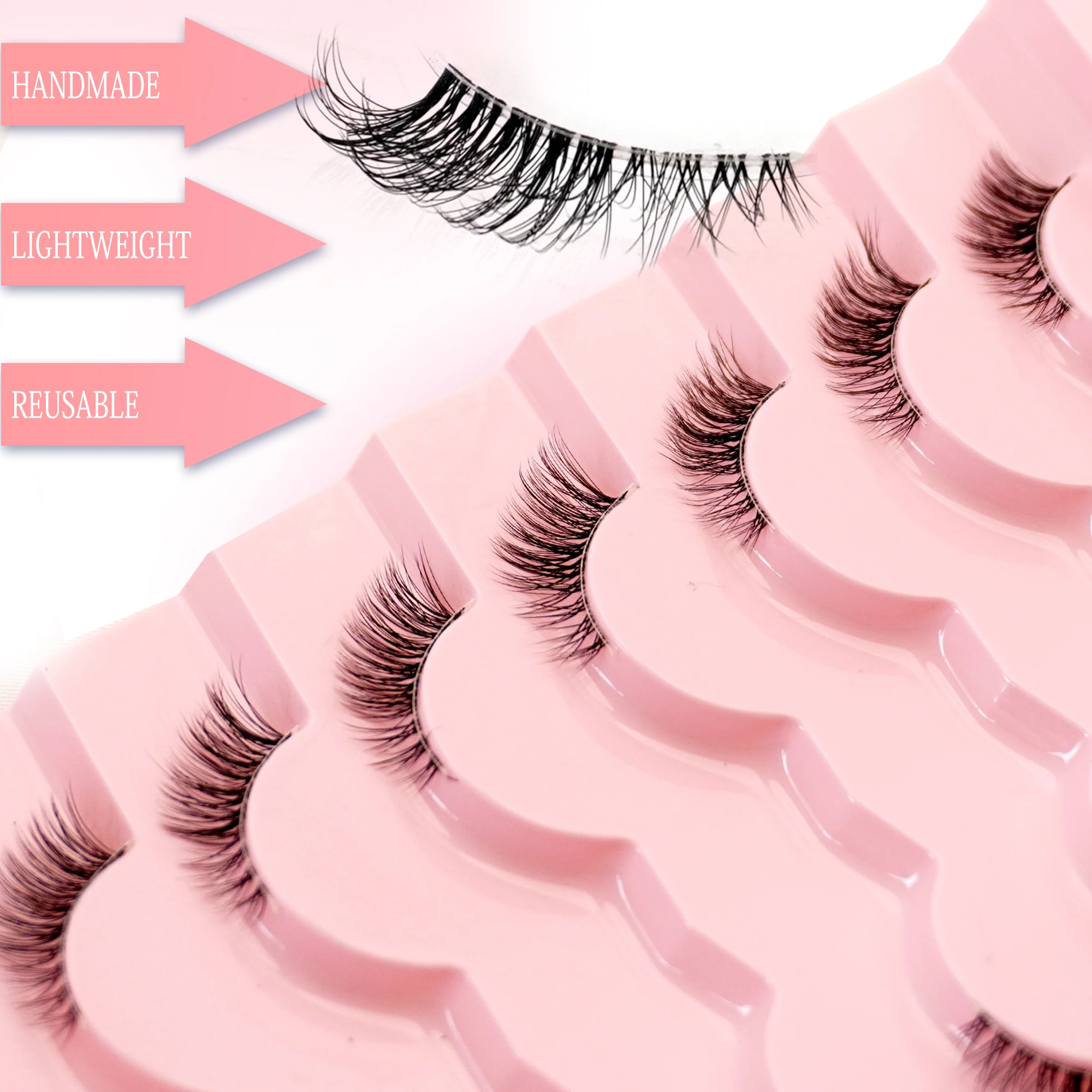 10 paires de cils Hlaf vaporeux 3D faits à la main, Extensions de cils en Faux vison, bande complète, extrémité ailée, cils allongés