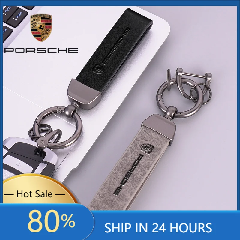 

Interior Stickers Fot Porsche With Car Logo Key Accessories Man Leather Keychain Keyring For Porsche 911 718 Cayenne Cayman Pana
