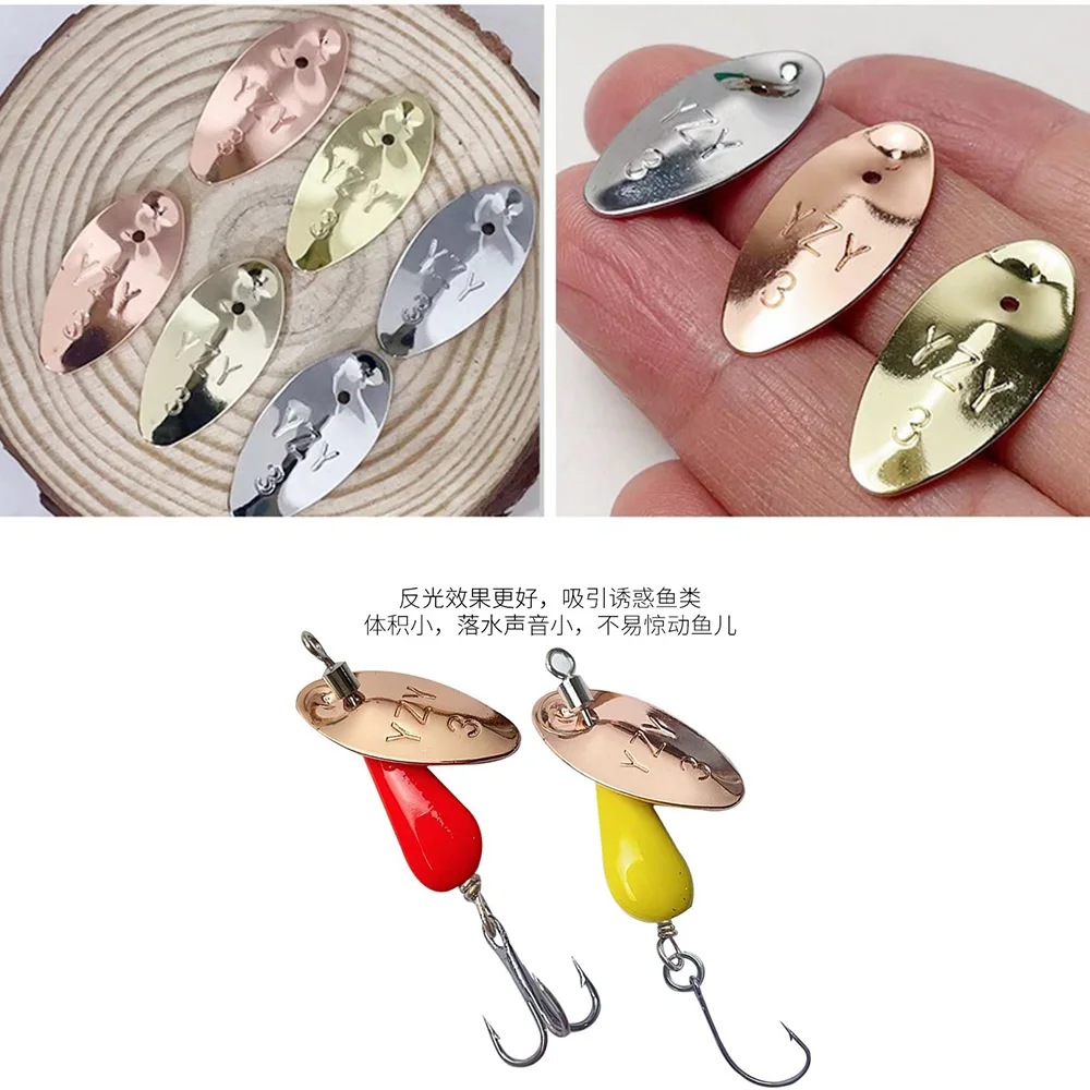 

50pc AR-S Metal Copper Rotating Spinner Fishing Lure DIY Spoon Hard bait Minnow VIB accessories Rings Blades Smooth Tackle 10pcs