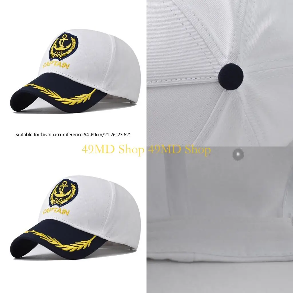 

49MD Sailor Hat All-match Men Women Hat Casual Stylish Uniform Embroidery Hat