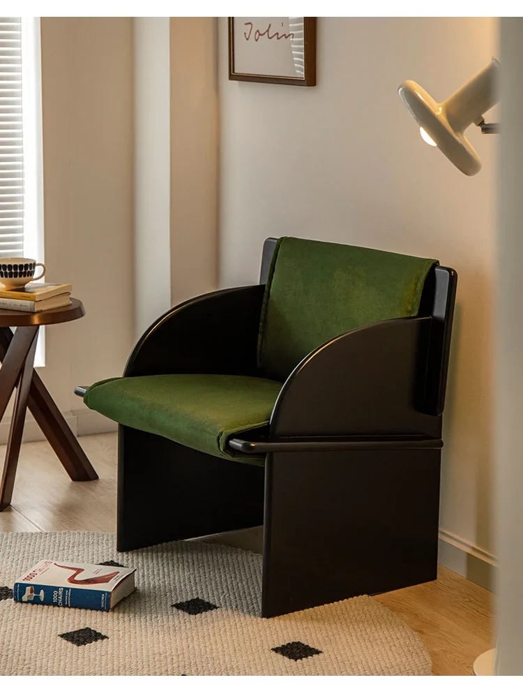 مصمم الترفيه الرجعية غرفة المعيشة وحيدا الرياح أريكة واحدة كرسي واحد كرسي مع ظهر من الخشب الصلب. #4