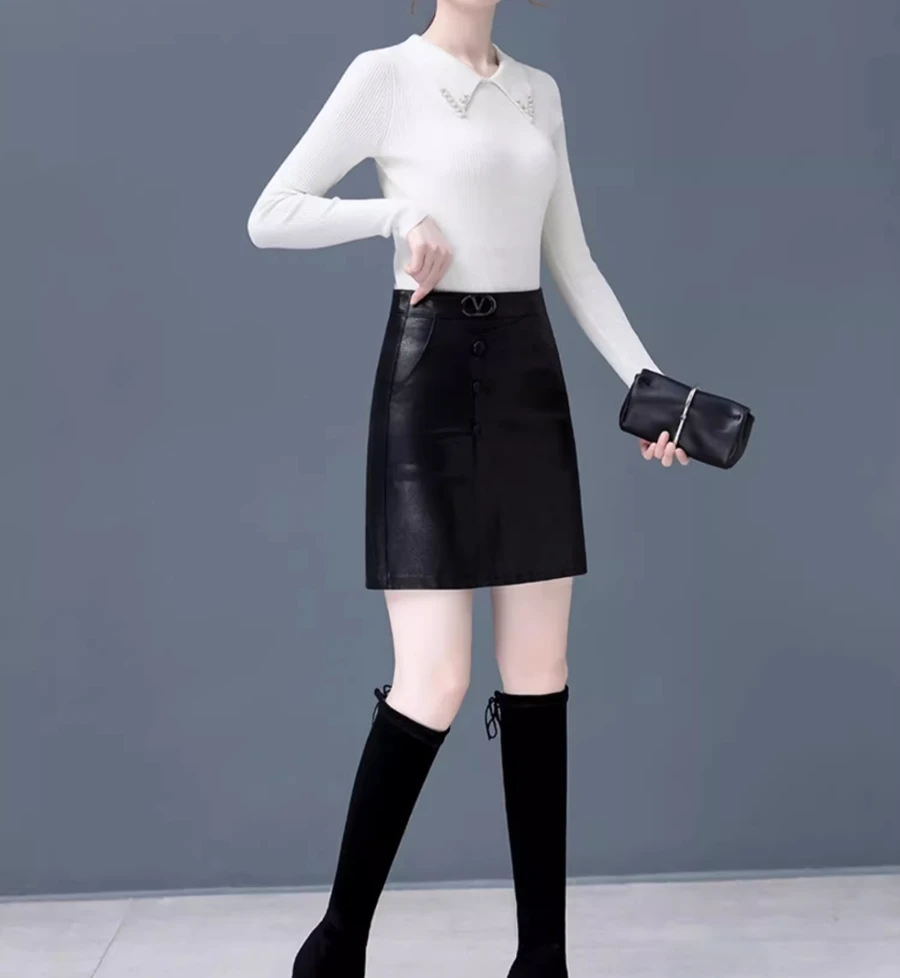 

new autumn winter plus size brand female women girls PU mini skirt
