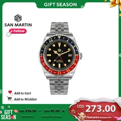 San Martin 40mm GMT NH34 Watch Full Luminous Sports Automatic Mechanical Watches for Men Sapphire Bezel Waterproof 20Bar SN0005