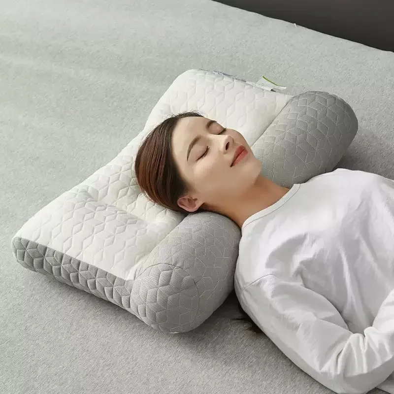 Japanese Orthopedic Reverse Bow Latex Traction Pillow Protects Cervical Neck and Helps Sleep with Rich and Noble Pillow Core