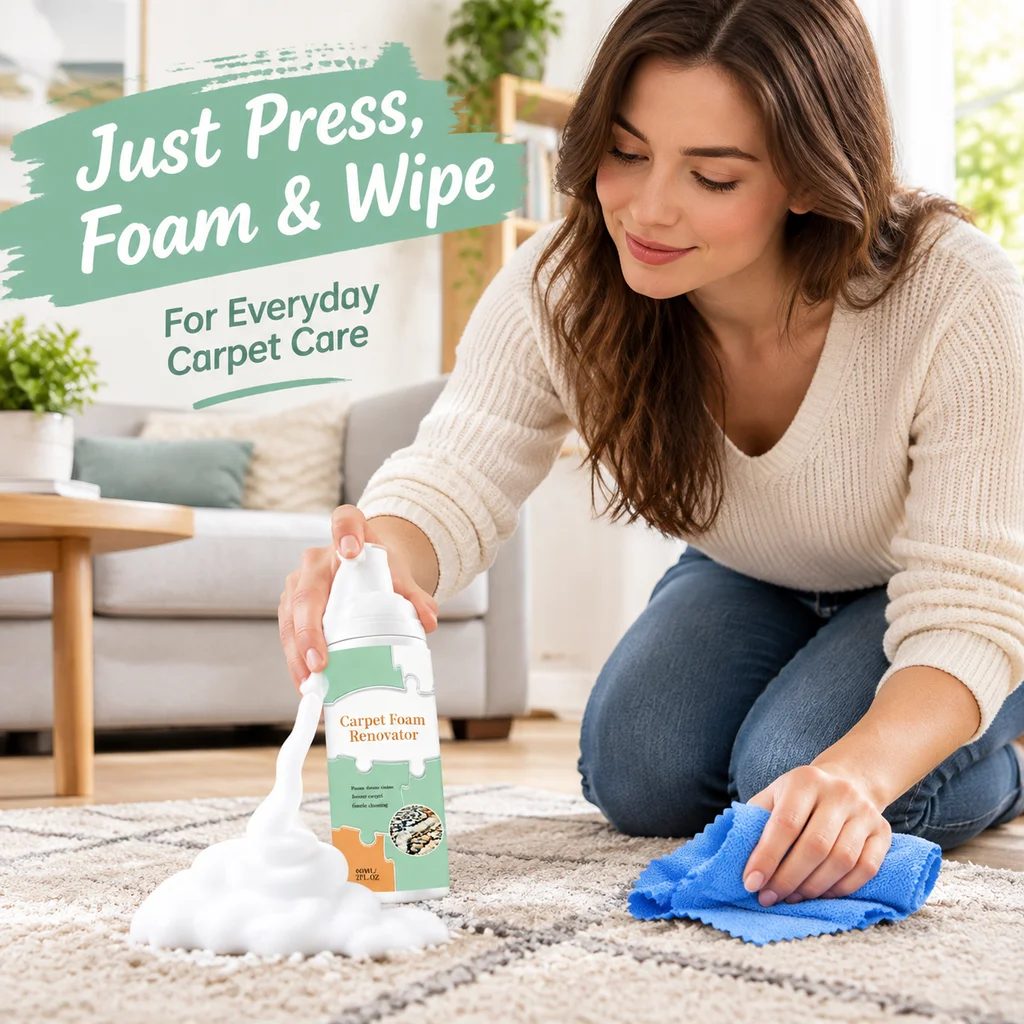 Carpet Foam Cleaner No-rinse Quick Dry Restoring Cleaning Solution For Household Sofa Car Interior Curtain With Cleaning Cloth