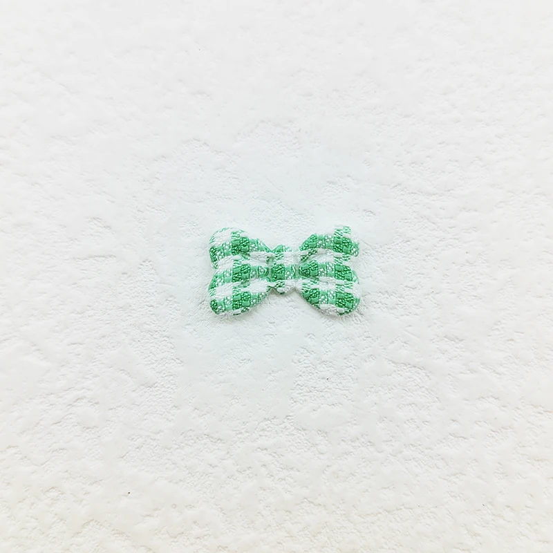 100 Stück Gingham-Schleifen-Applikations-Patches, 2 x 1,2 cm, gepolstert, für DIY-Kleidung, Hüte, Bastelarbeiten, Nähzubehör, Haarspangen, Schleifendekoration – Detail 2