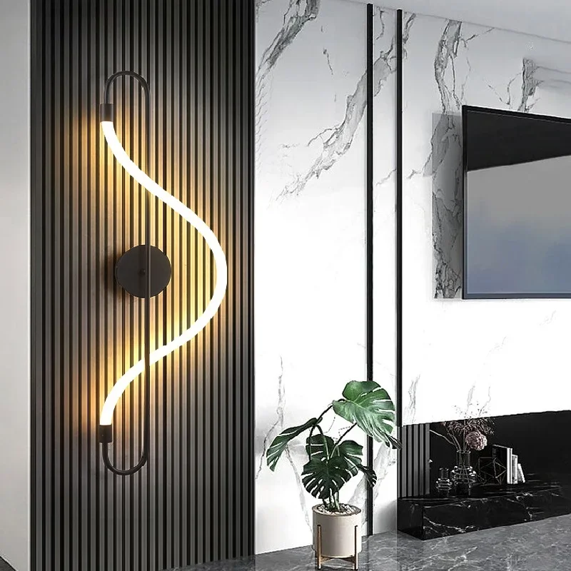 Lampa ścienna Led z wężem nowoczesny długi do salonu sypialnia nocna salon kratka Sofa oświetlenie tła do TV dekoracja