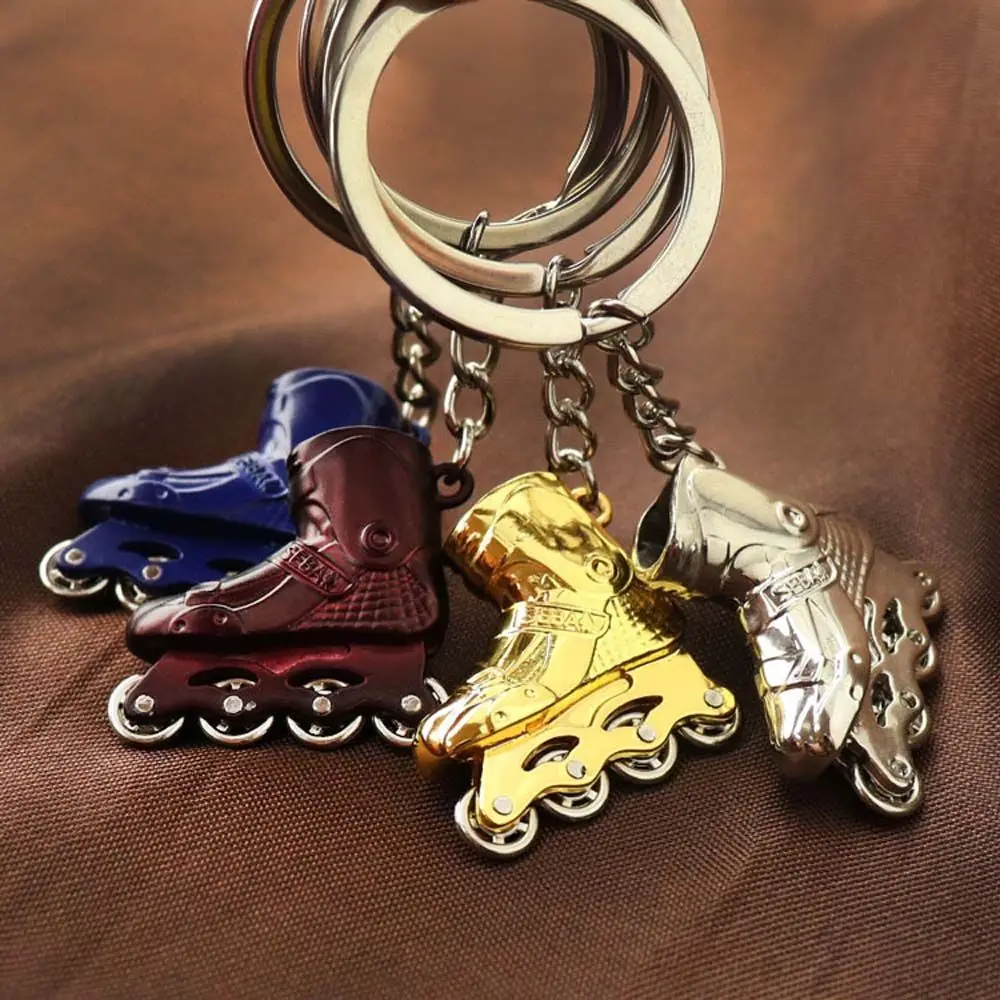 

1 PCS Fashion Skate Key Chain Creative Roller Skate Keyring Durable Zinc Alloy Single Row Skating Pendant