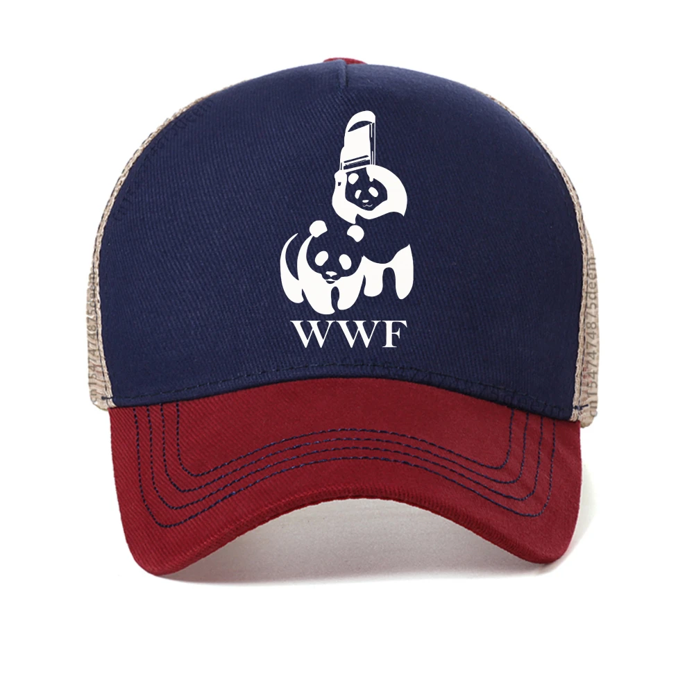 

WWF Wrestling Panda print baseball cap Summer Fashion Funny Adjustable Snapback Hat Unisex casual Breathable mesh Trucker Hats