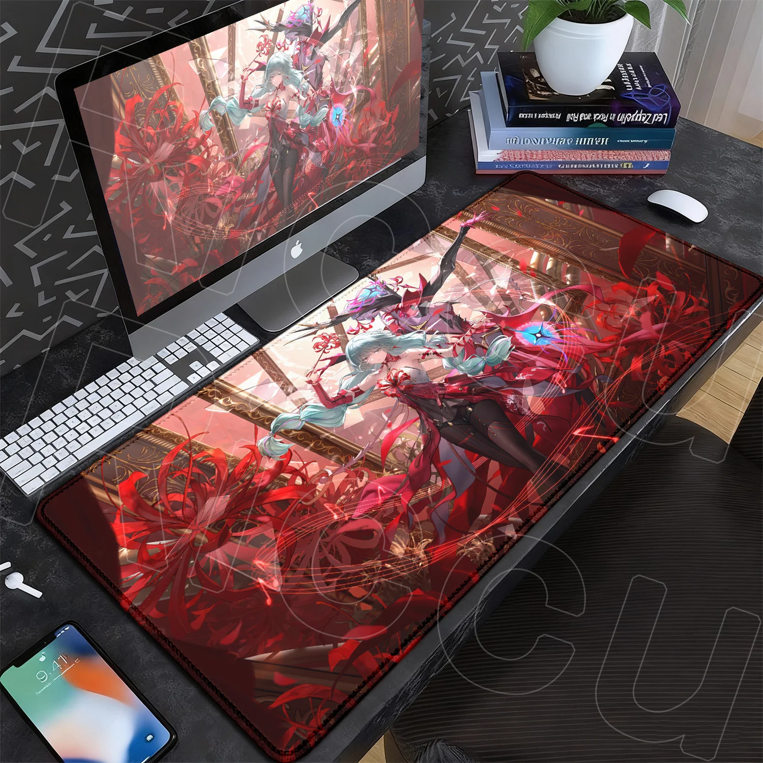 Computer-Spiel-Tastaturmatte, hübsches, süßes Mauspad, Wuthering Waves HD Phrolova Laptop-Pad, XXL großes Mauspad, PC-Gaming-Zubehör – Detail 6