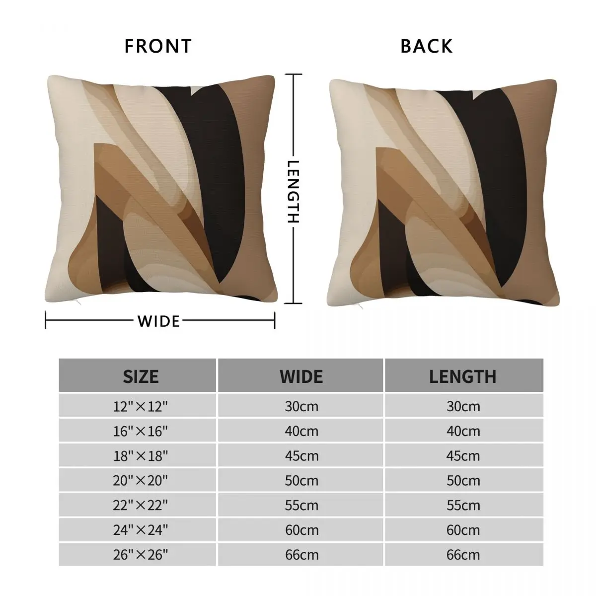 Beige Brown Black Abstract Square Pillowcase Polyester Linen Velvet Creative Zip Decor Room Cushion Cover 45x45