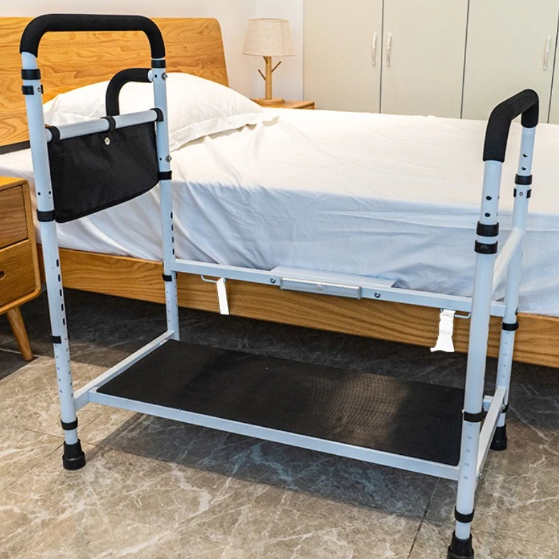 ‌Senior Safety Step Stool, Anti-Slip Bedside Riser with Handrail, Glow-in-Dark Mobility Aid, Adjustable Height Toilet Seat Step