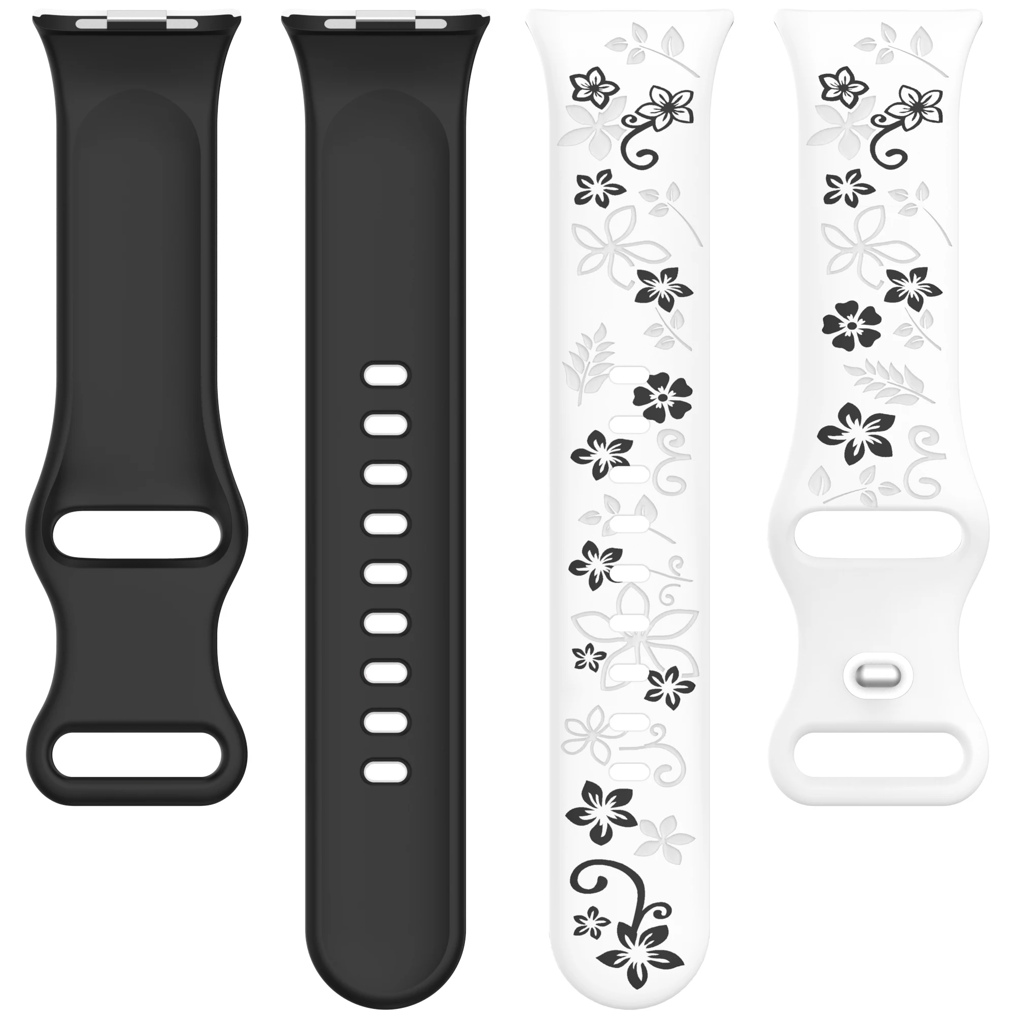 Two Tone Floral Carved Soft Silicone Strap Compatible with Xiaomi Smart Band 8/9 PRO/Redmi Watch 4/5/6 | Waterproof, Wreathable - view 6
